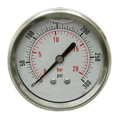 300 PSI 20 BAR 2.5" Pressure Dia. Liquid Filled Back Mount 1/4" NPT Stainless Steel Gauge Dynamic CF1P-020-D