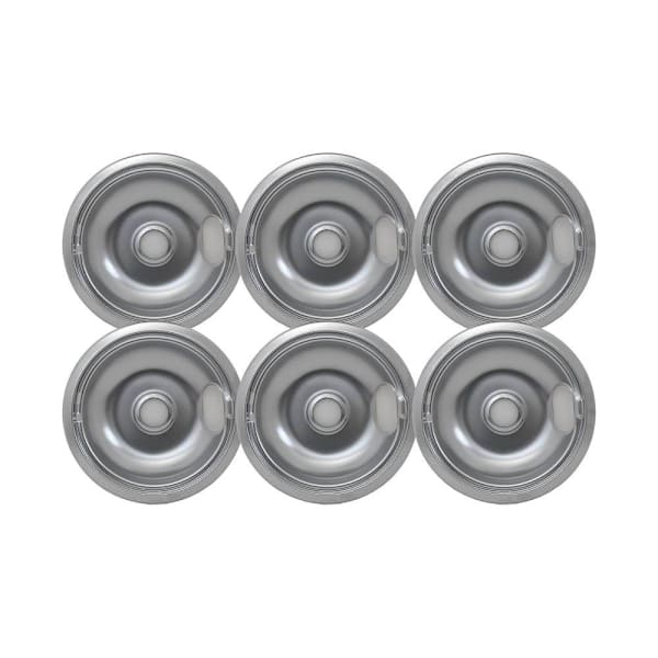8" Chrome Drip Bowl For Whirlpool, Package Of 6