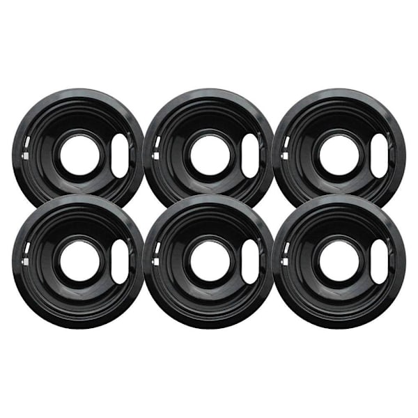 6" Black Porcelain Drip Bowl For Whirlpool, Package Of 6