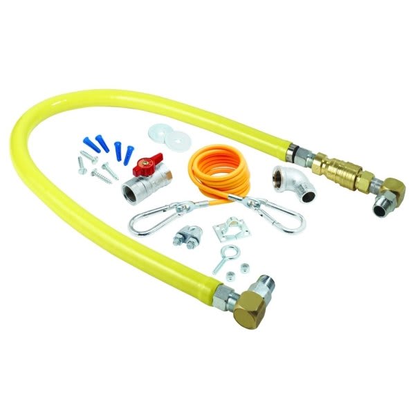 T & S Gas Hose W/ Quick Disconnect, 3/4" Npt X 48" Long, Installation Kit & Swivelink