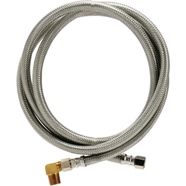 Fluidmaster Braided Stainless Steel Dishwasher Connector 3/8 In. Comp X 3/8 In. Comp X 72 In. Length, With 90 Deg. Elbow Fitting
