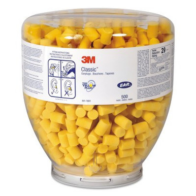 3M E-A-R Classic Refill Bottles, Foam, Yellow, Uncorded, 500 PR/BO, #7000002298