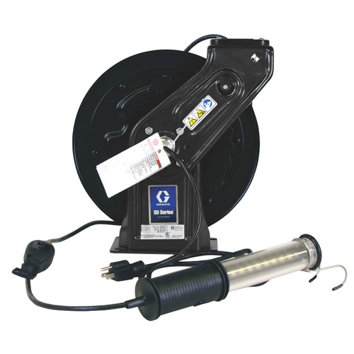 Graco 24Y872 SD5 Series 120V Cord and LED Light Reel, 50 Ft. Cord w/In-Line Tool Tap, 16 AWG 10 AMP