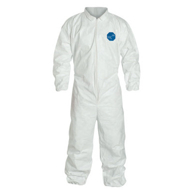 DuPont Tyvek Coveralls with Elastic Wrists and Ankles, White, 5X-Large, 25/CA, #TY125SWH5X002500