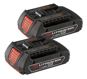 Bosch BAT610 18v Li-on 1.5 AH Slim Battery (2 Pack) Bulk Packed - 2607336561-2PK