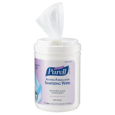 Gojo Purell Alcohol Formulation Sanitizing Wipes, White, 6/CA, #903106