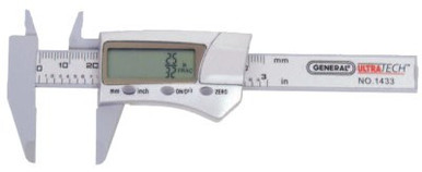 General Tools Digital/Fraction Electronic Caliper, 0-12 in, Stainless Steel, 1 EA, #14712