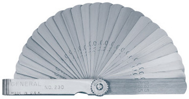 General Tools 26-Leaf 3" Feeler Gage .0015" To .025", 1 EA, #230