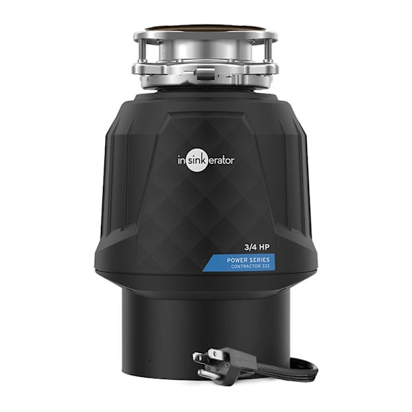 InSinkErator Contractor 333 Series 3/4 HP Garbage Disposal, 2-Stage Multigrind Technology, Ez Connect W/ Power Cord