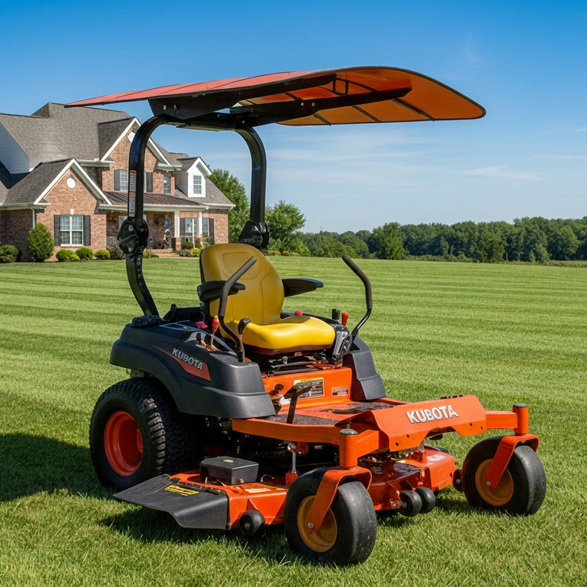 Sun-Smart Tractor & Mower Sunshade Canopy - ROPS Mount, Compact Size, Orange