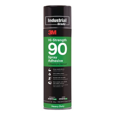 3M Hi-Strength 90 Spray Adhesive, 17.6 oz, Aerosol Can, Clear, 12 CN/CA