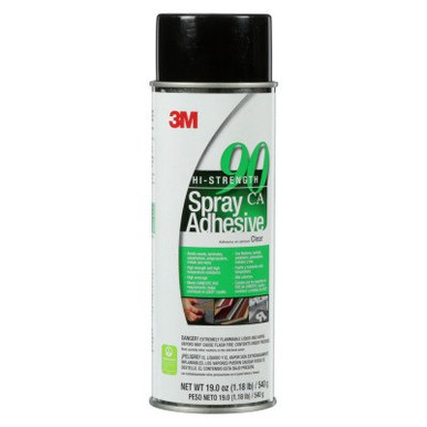 3M Hi-Strength 90 Spray Adhesives, 19 oz Aerosol Can, Clear, 12 CN/CA