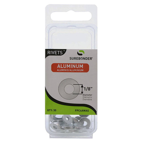Surebonder Aluminum Rivet Backup Washers, 1/8", 30/pkg.