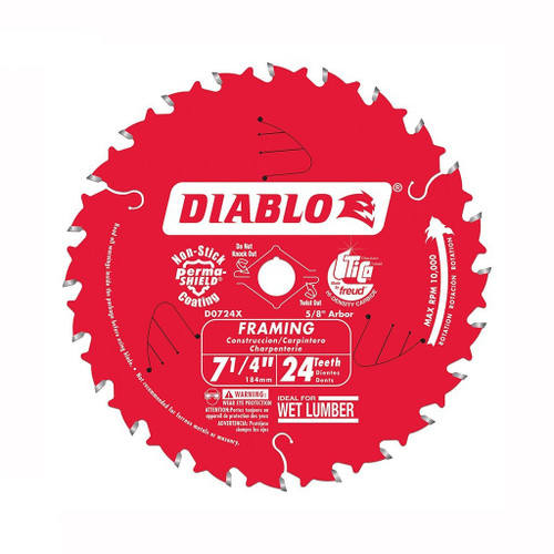 Freud Carbide-tipped Circular Saw Blade, General Purpose Combination, 7-1/4", 24 TPI