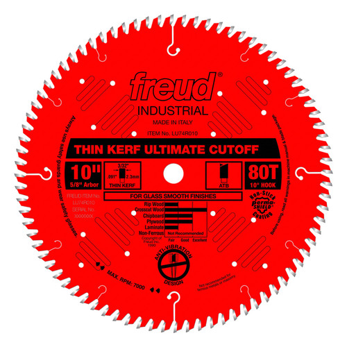 Freud Industrial CT Thin Kerf Ultimate Crosscut Saw Blade 10" x 80T