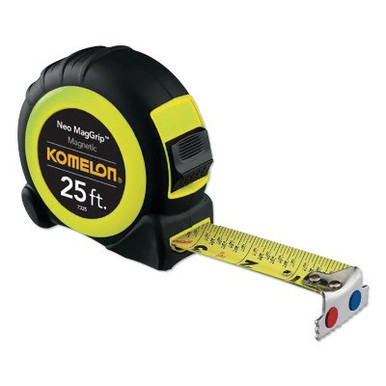 Komelon USA Neo MagGrip? Magnetic Tapes, 1 in x 25 ft, Inch/Metric, Yellow/Black, 1 EA, #7325
