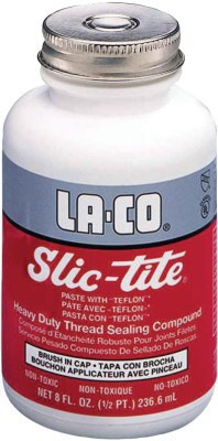 La-Co Slic-Tite Paste Thread Sealants w/ PTFE, 1 pt, Brush-In-Cap, White, 1/CAN