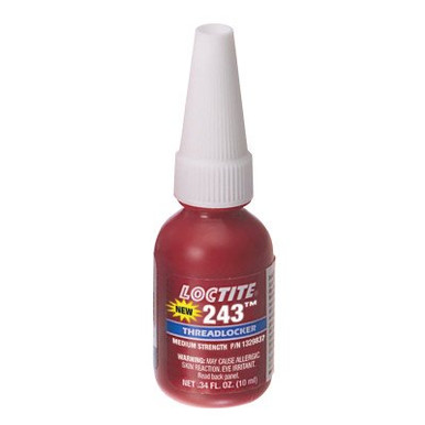 Loctite 243 Threadlockers, Medium Strength, 10 mL, 3/4 in Thread, Blue, 1/EA