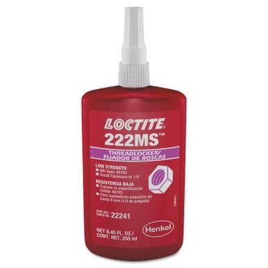 Loctite 222MS Threadlockers, Low Strength/Small Screw, 250 mL, Purple, 1/BTL
