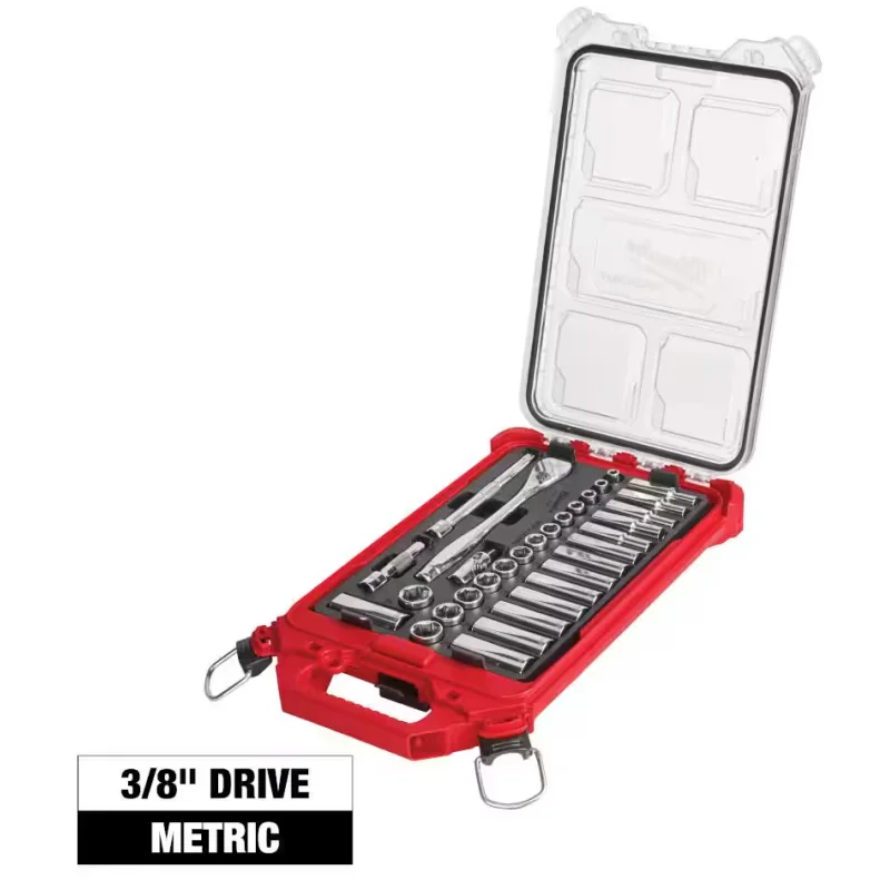 48-22-9482 Milwaukee 3/8″ Metric Ratchet & Socket Set w/ PACKOUT – 32 PC