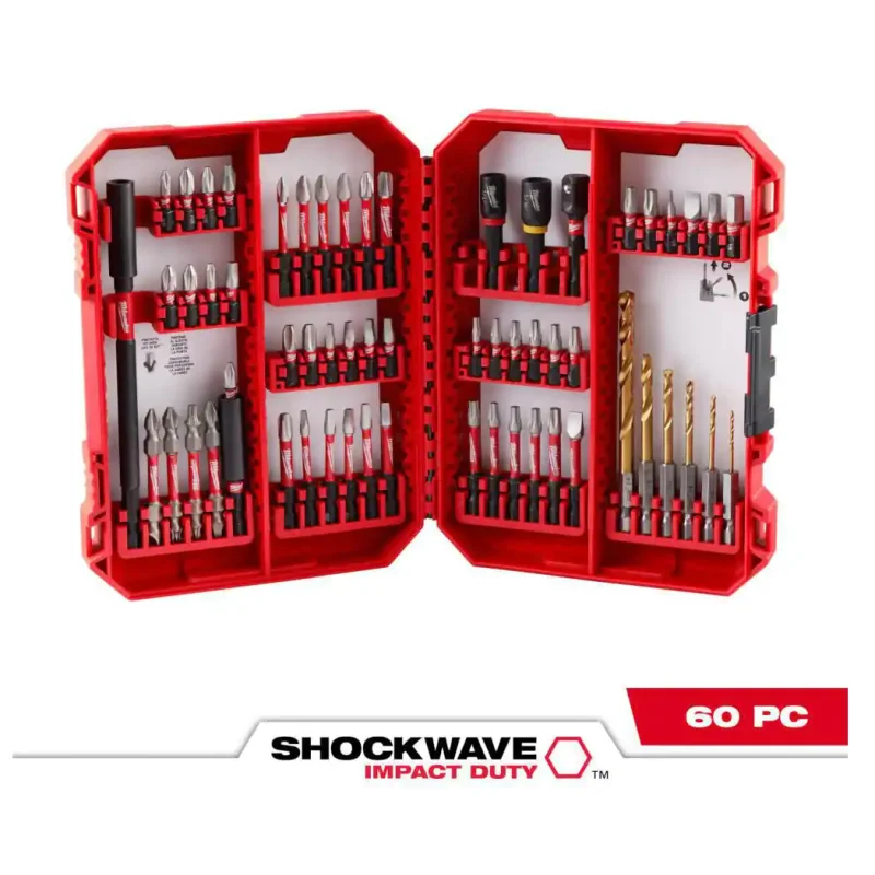 48-32-4097 Milwaukee SHOCKWAVE Impact Duty Alloy Steel Screw Driver Bit Set – 60 PC