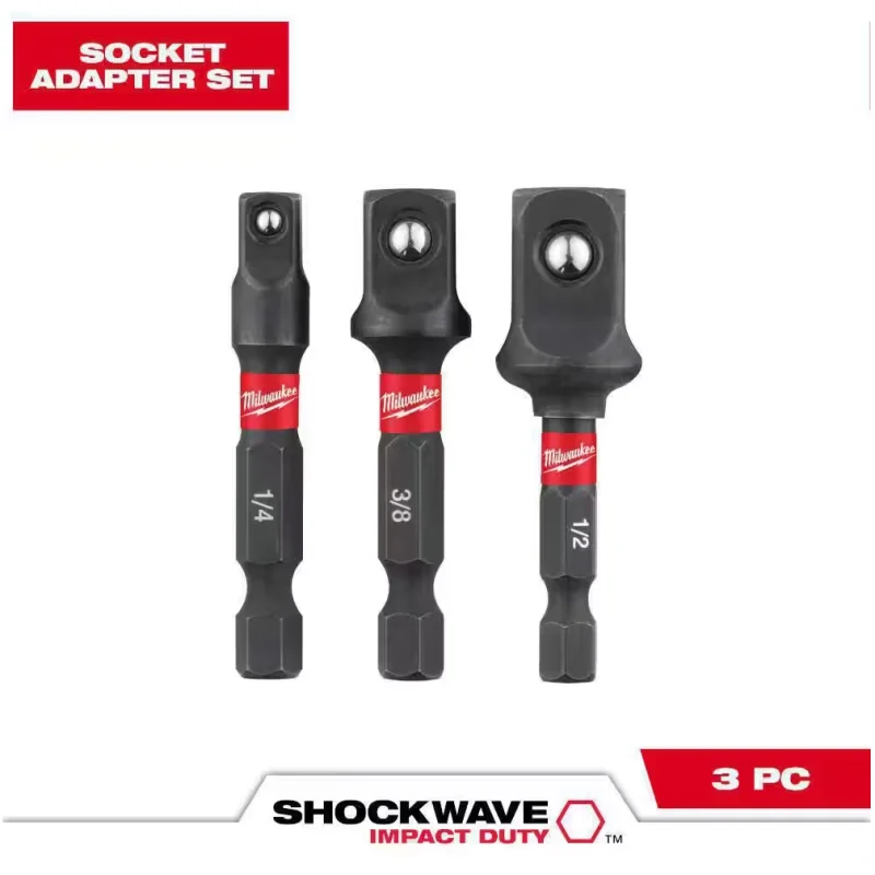 48-32-5033 Milwaukee SHOCKWAVE Impact Duty 1/4″ HEX Shank Socket Adapter Set – 3 PC