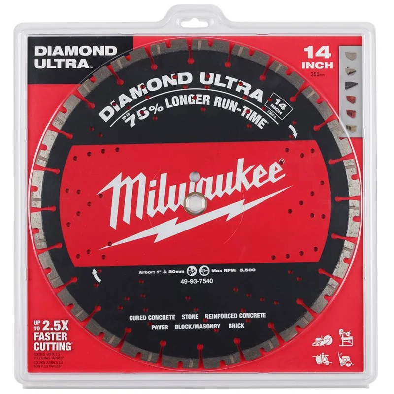 49-93-7540 Milwaukee 14″ Diamond Ultra Segmented Turbo, General Purpose Diamond Blade