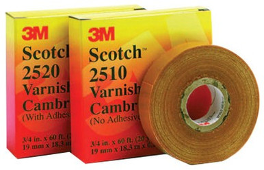 3M Scotch Varnished Cambric Tapes 2510, 60 ft x 3/4 in, Yellow, 1/ROL