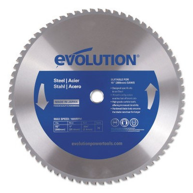 Evolution Industrial Saw Blades, 15 in Diam, 1 in Arbor, 1,600 rpm, 1/EA, #15BLADEST