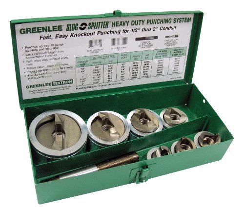 Greenlee 7307 Slug-Splitter Self Centering Knockout Punch Kit for 1/2-Inch to 2-Inch Conduit