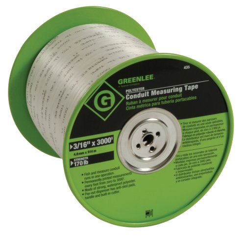 Greenlee 435 Polyester Conduit Measuring Tape, 3/16-Inch by 3000-Feet, White