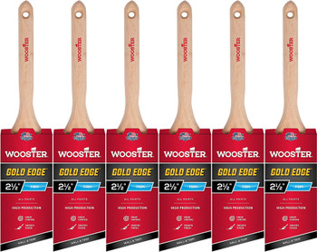 Wooster Genuine 2.5" Gold Edge Angle Sash Paintbrush 6-Pack, 5231-2.5-6PK