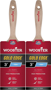 Wooster Genuine 3" Gold Edge Flat Paintbrush 2-Pack, 5232-3-2PK