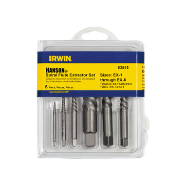 Irwin Hanson Spiral Flute Screw Extractors - 535/524 Series, 6 Piece Set,#IR-53545 (5/Pkg)