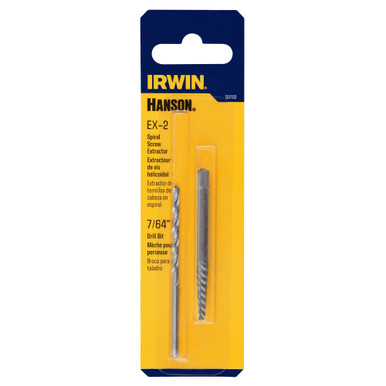 Irwin Hanson Spiral Extractor (EX-2) & Drill Bit (7/16"), 537 Series, Combo Packs, #IR-53702 (3/Pkg)