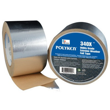 Berry Global 340X Utility Extreme Weather Foil Tape, 72 mm X 46 m, 3 mil, Aluminum, 1/RL