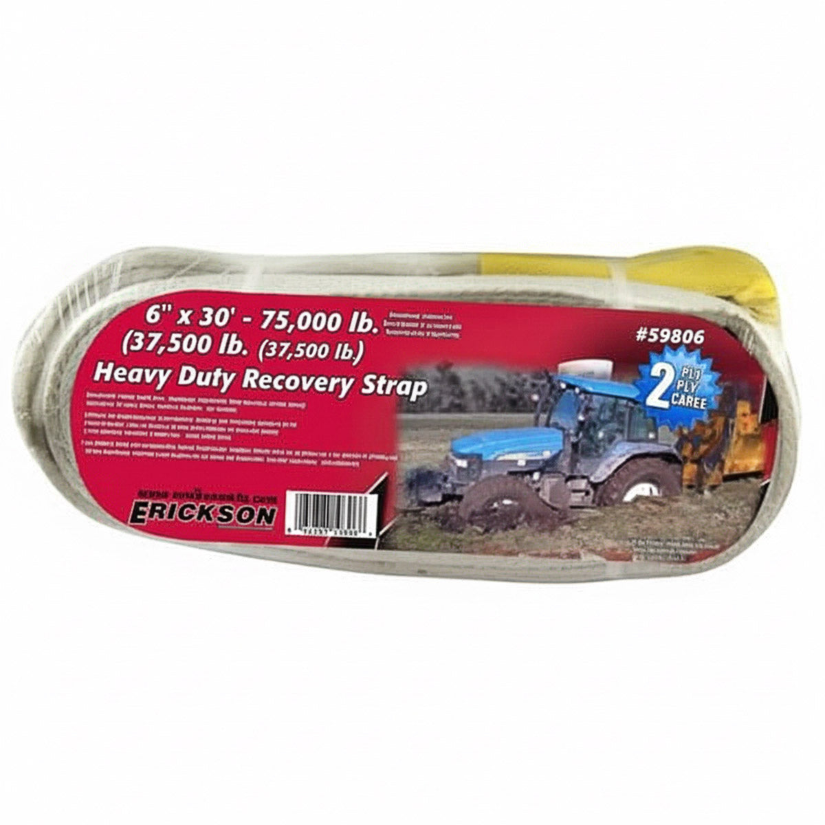6" X 30' SUPER HEAVY DUTY RECOVERY STRAP WITH CARRY BAG - 75,000 Lb CAPACITY