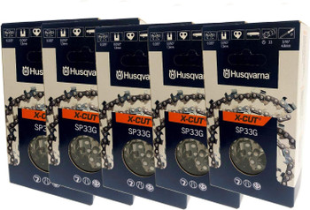 Husqvarna Genuine OEM 5 Pack 13" X-CUT SP33G, .325" pitch, .050 gauge 56DL Chainsaw Chains - 581643656-5PK
