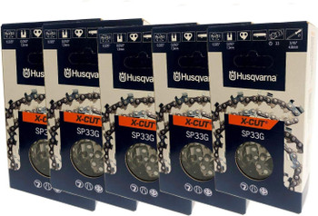 Husqvarna Genuine OEM 16" X-CUT SP33G, .325" pitch, .050 gauge 66DL Chainsaw Chain 5 Pack - 581643666