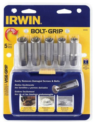 Irwin 5-PC Bolt Extractor Set, Deep Well, Carbon Steel, #IR-3094001 (5/Pkg)