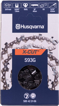 Husqvarna Genuine OEM 12" X-CUT S93G, 3/8" mini pitch, .050 gauge 56DL Chainsaw Chain - 585422156