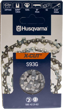 Husqvarna Genuine OEM 18" X-CUT S93G, 3/8" mini pitch, .050 gauge 62DL Chainsaw Chain - 585422162