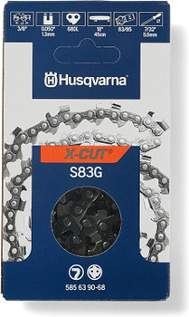 Husqvarna Genuine OEM 18" X-CUT S83G, 3/8" pitch, .050 gauge 68DL Chainsaw Chain - 585639068
