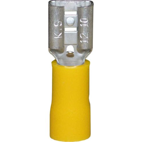 Female Spade Connector with Yellow Vinyl-Insulated Barrel for #12-#10 AWG (16 pack)