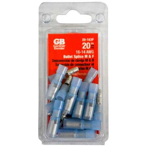 .156" Diameter Male and Female Bullet Connectors for 16-14 AWG (10 pairs)