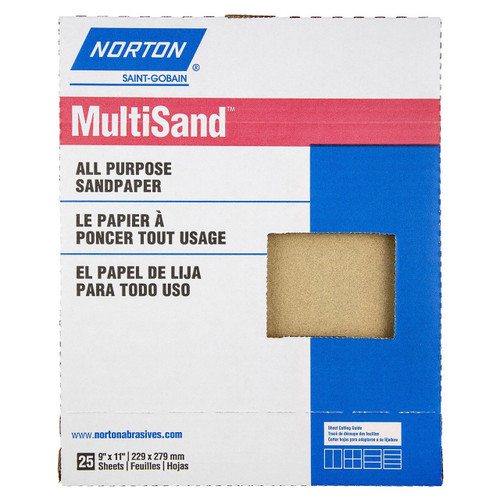 Norton MultiSand Adalox Sanding Sheets, 9" x 11", 220-Grit, Qty. 25