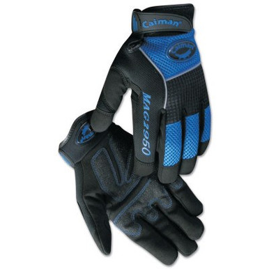 Caiman M.A.G. Rhino-Tex Synthetic Leather Gloves, Large, Black/Blue, 1/PR, #2950L