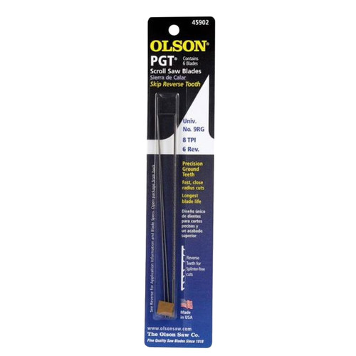 Olson Reverse Skip Tooth PGT Scroll Saw Blades, 5", 8 TPI