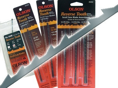Olson Reverse Tooth Pin End Scroll Saw Blades, 5", 9/5 TPI, 144/Pkg.