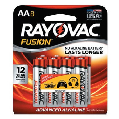 Rayovac FUSION Advanced Alkaline Batteries, AA, 1.5 V, 8/PK, #8158TFUSK